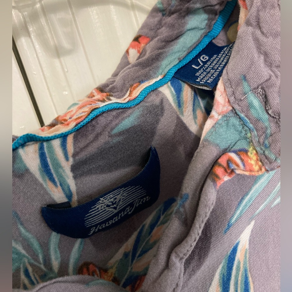 Vintage Havana Floral Button-Down Shirt - Gray and Blue - Picture 2 of 3